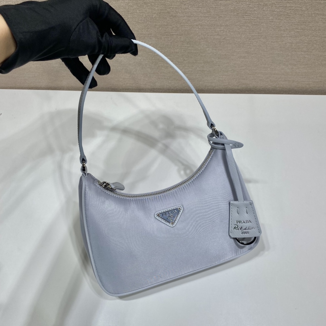 Prada Mini Re Edition 2005 Re Nylon And Saffiano Bag Light Grey 1NE204